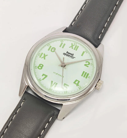 HMT Janata Para Shock 17 Jewels Pista Green Dial Mechanical Hand winding Men's Wrist Watch - Discover-Diamonds