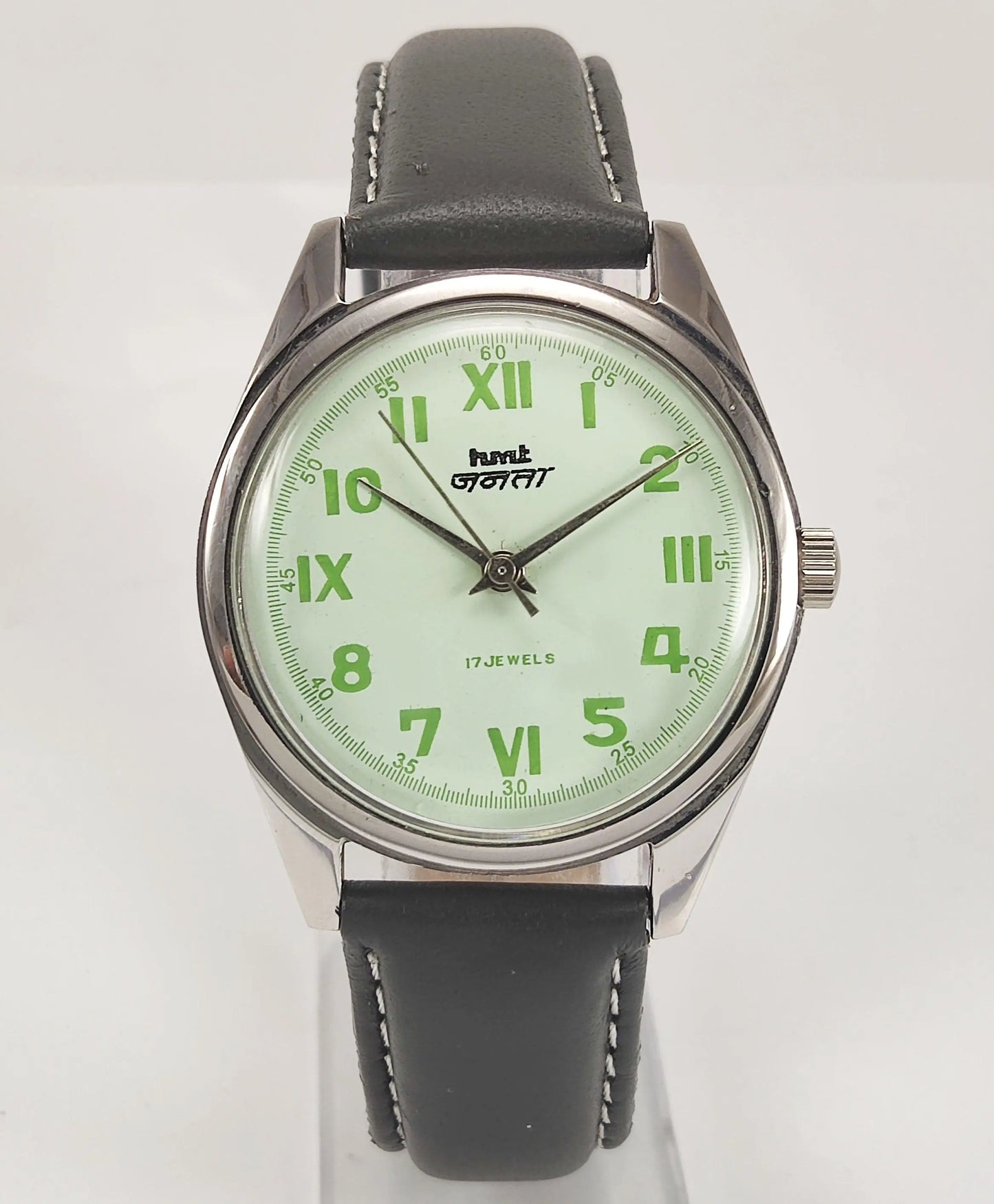 HMT Janata Para Shock 17 Jewels Pista Green Dial Mechanical Hand winding Men's Wrist Watch - Discover-Diamonds