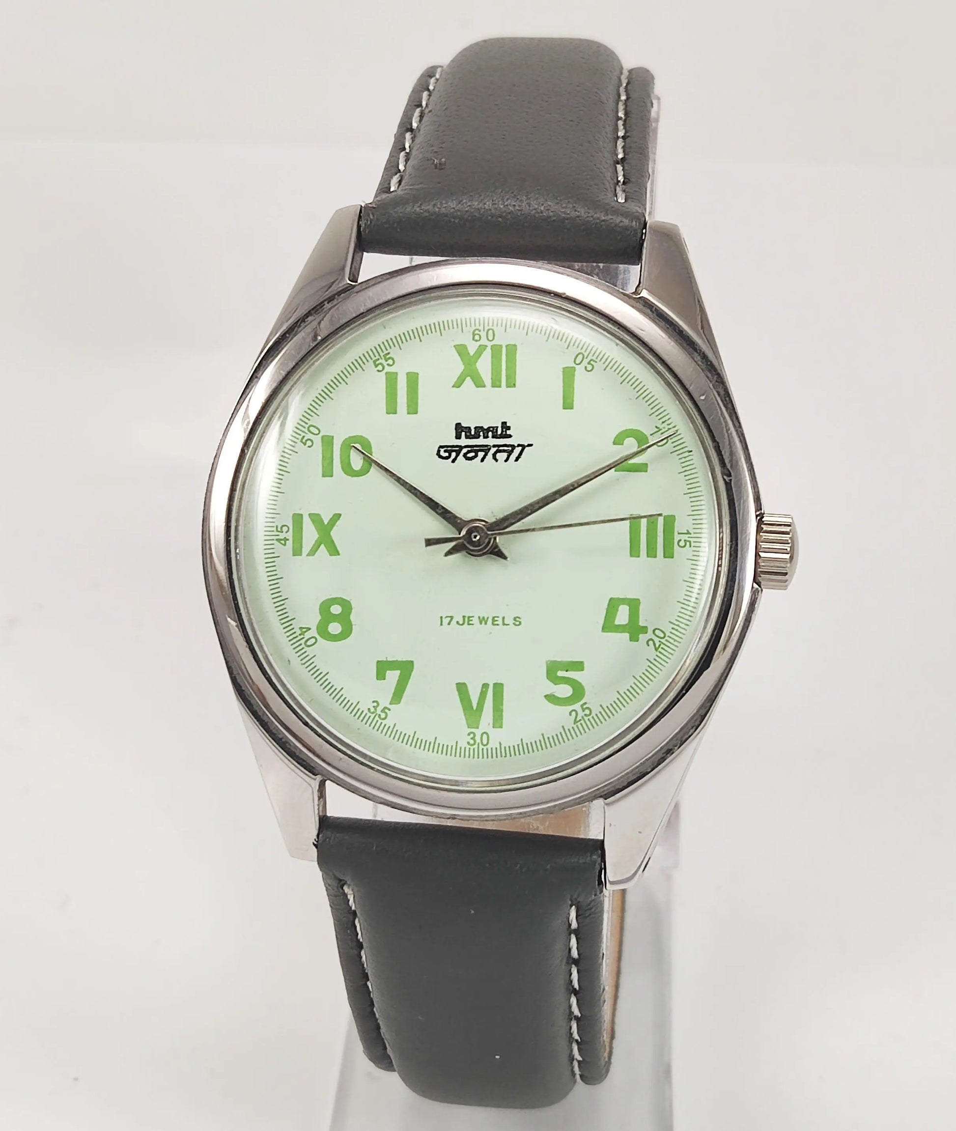 HMT Janata Para Shock 17 Jewels Pista Green Dial Mechanical Hand winding Men's Wrist Watch - Discover-Diamonds