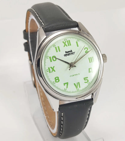 HMT Janata Para Shock 17 Jewels Pista Green Dial Mechanical Hand winding Men's Wrist Watch - Discover-Diamonds