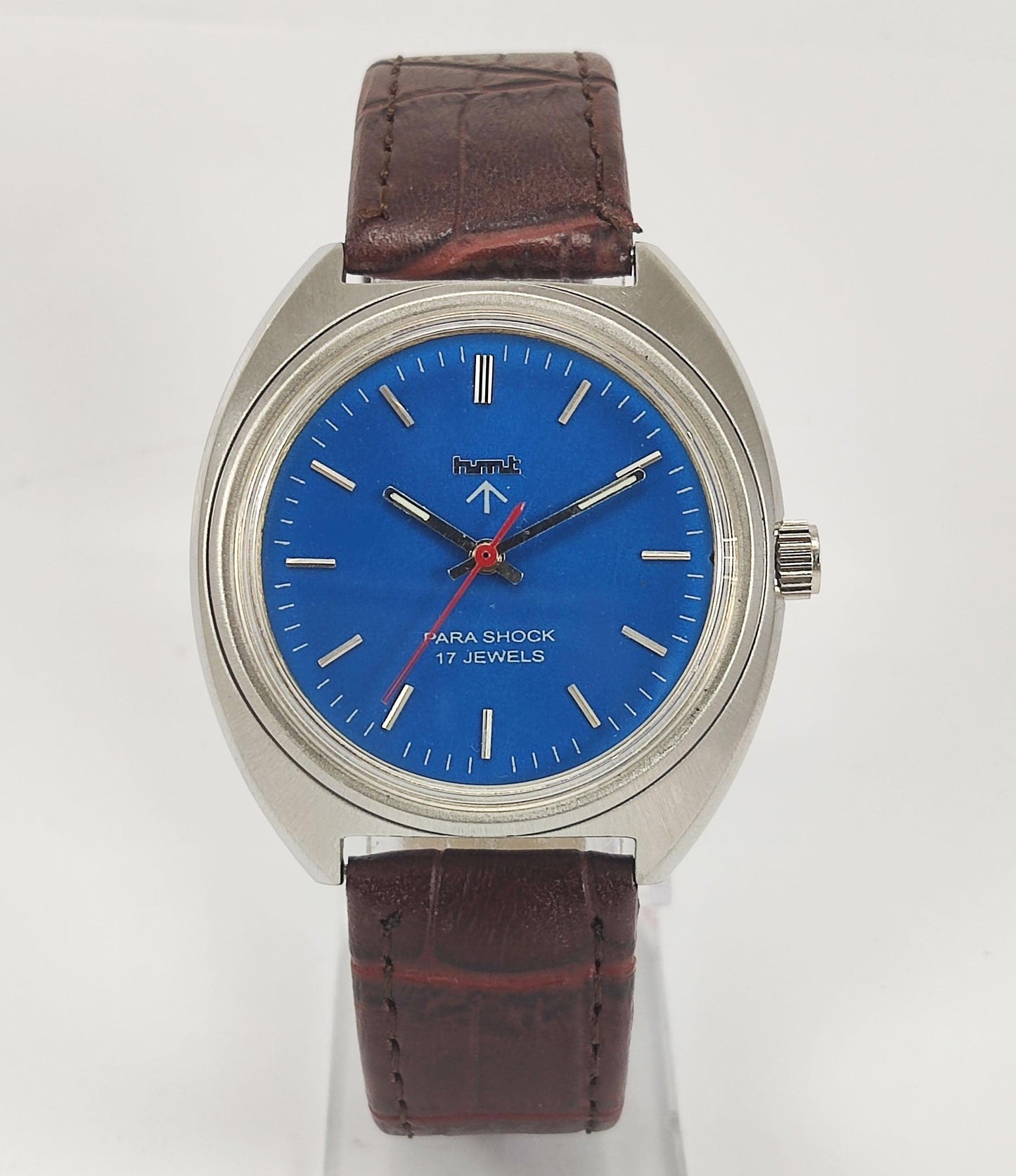 HMT Para Shock 17 Jewels Blue Dial Mechanical Hand winding Men's Wrist Watch Discover-Diamonds