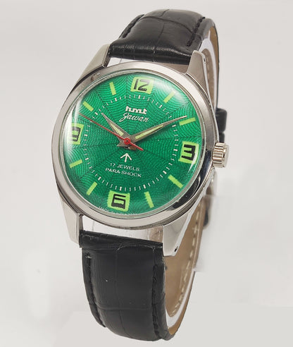 HMT Jawan Para Shock 17 Jewels Green Dial Radium Hands Mechanical Hand winding Men's Wrist Watch - Discover-Diamonds