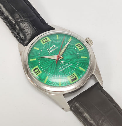 HMT Jawan Para Shock 17 Jewels Green Dial Radium Hands Mechanical Hand winding Men's Wrist Watch - Discover-Diamonds