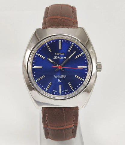 HMT Kohinoor Para Shock 17 Jewels Blue Dial Mechanical Hand winding Men's Wrist Watch - Discover-Diamonds
