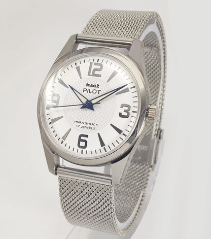 HMT Pilot Para Shock 17 Jewels White Dial Radium Hands Mechanical Hand winding Men's Wrist Watch - Discover-Diamonds