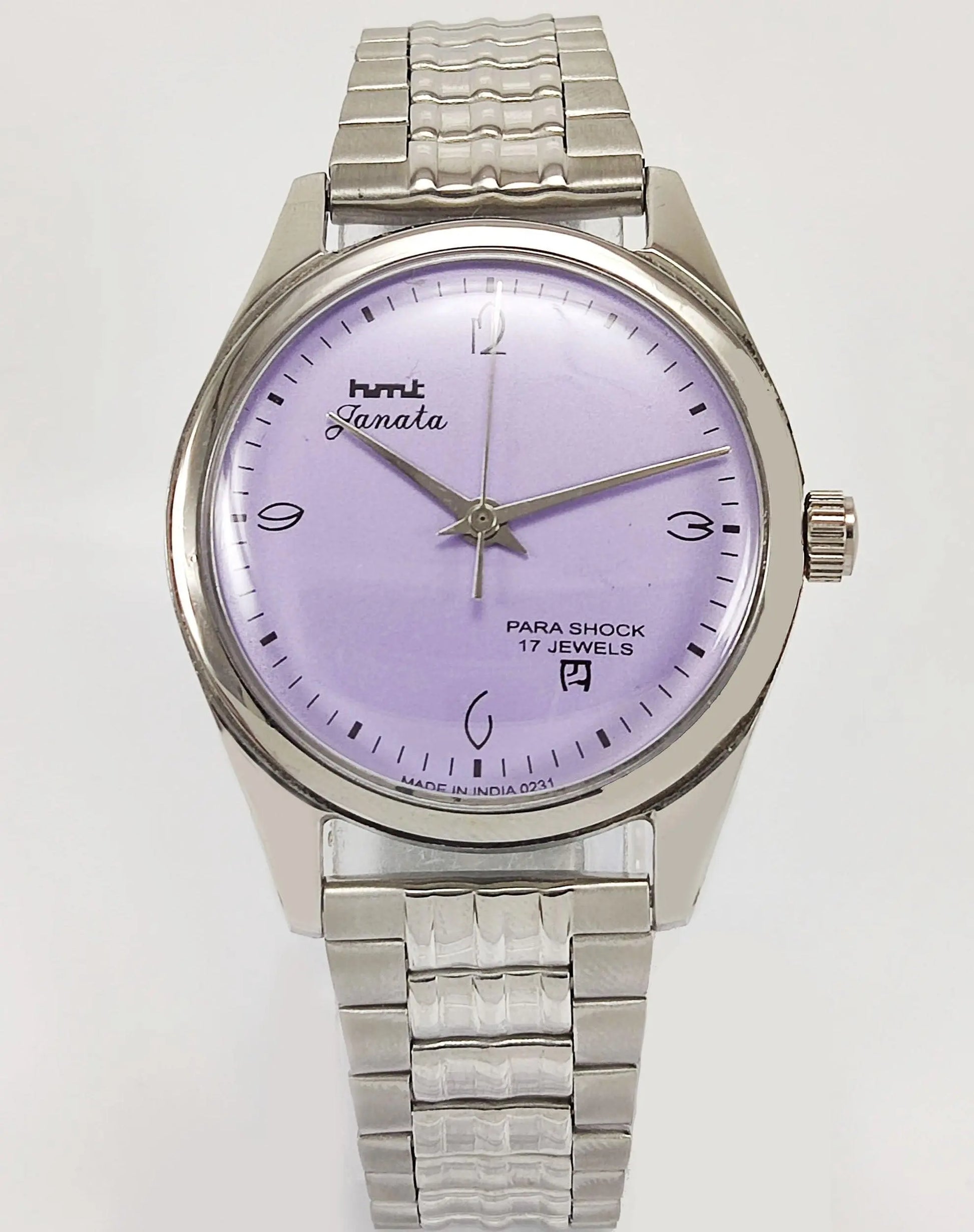 HMT Janata Para Shock 17 Jewels Purple Dial Mechanical Hand winding Men's Wrist Watch - Discover-Diamonds