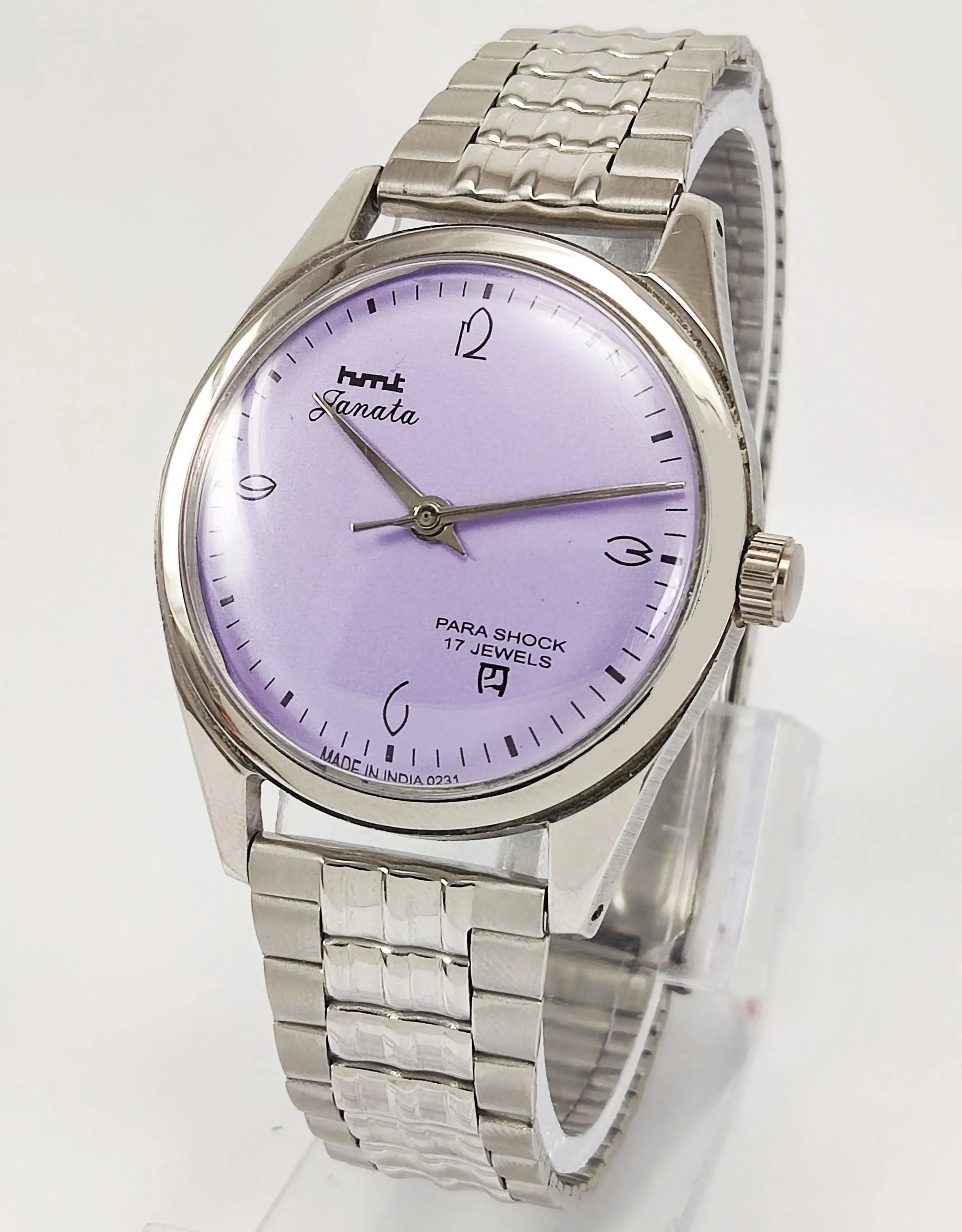 HMT Janata Para Shock 17 Jewels Purple Dial Mechanical Hand winding Men's Wrist Watch - Discover-Diamonds