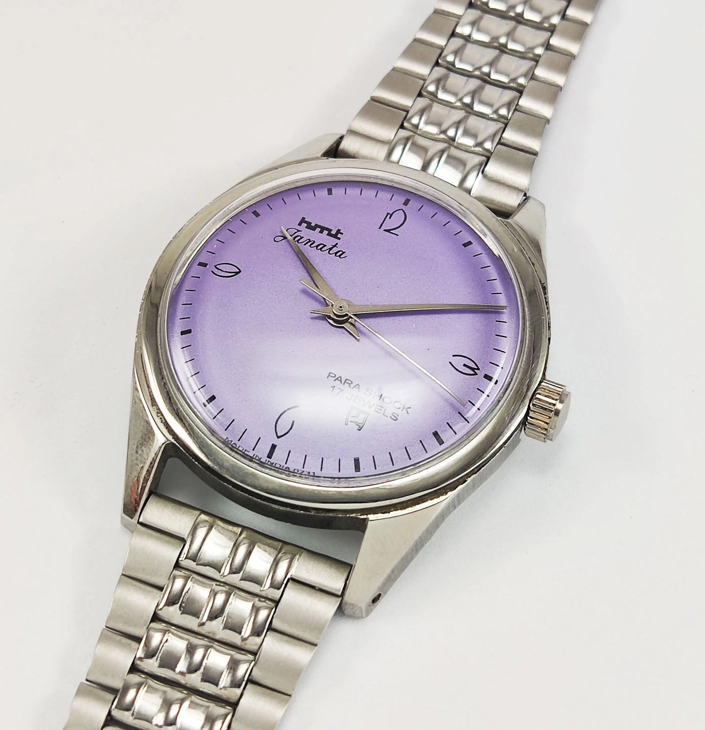 HMT Janata Para Shock 17 Jewels Purple Dial Mechanical Hand winding Men's Wrist Watch - Discover-Diamonds