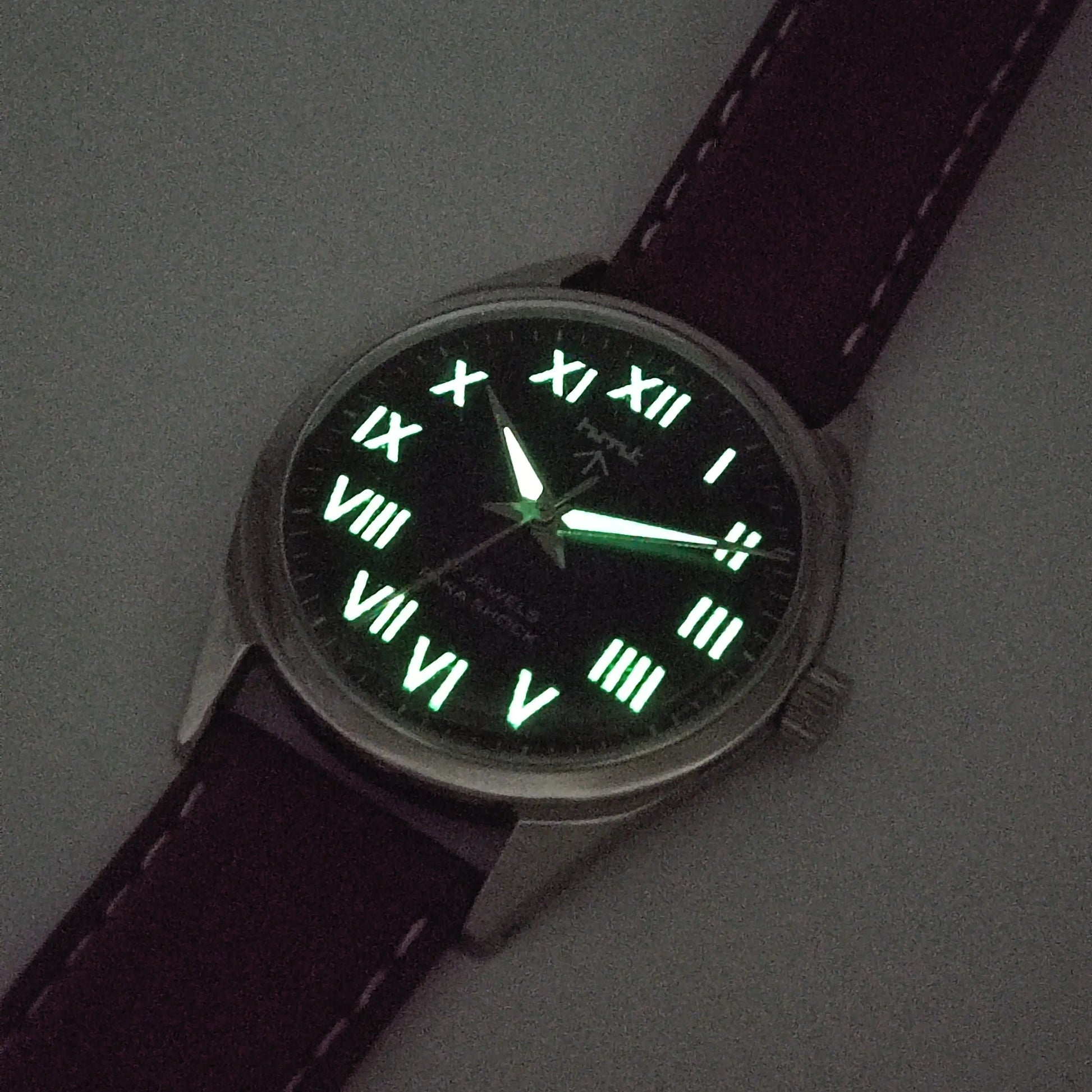 HMT Para Shock 17 Jewels Night Glow Black Dial Mechanical Hand winding Men's Wrist Watch Discover-Diamonds