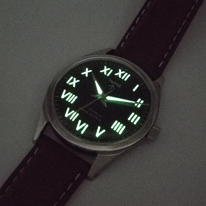 HMT Para Shock 17 Jewels Night Glow Black Dial Mechanical Hand winding Men's Wrist Watch Discover-Diamonds