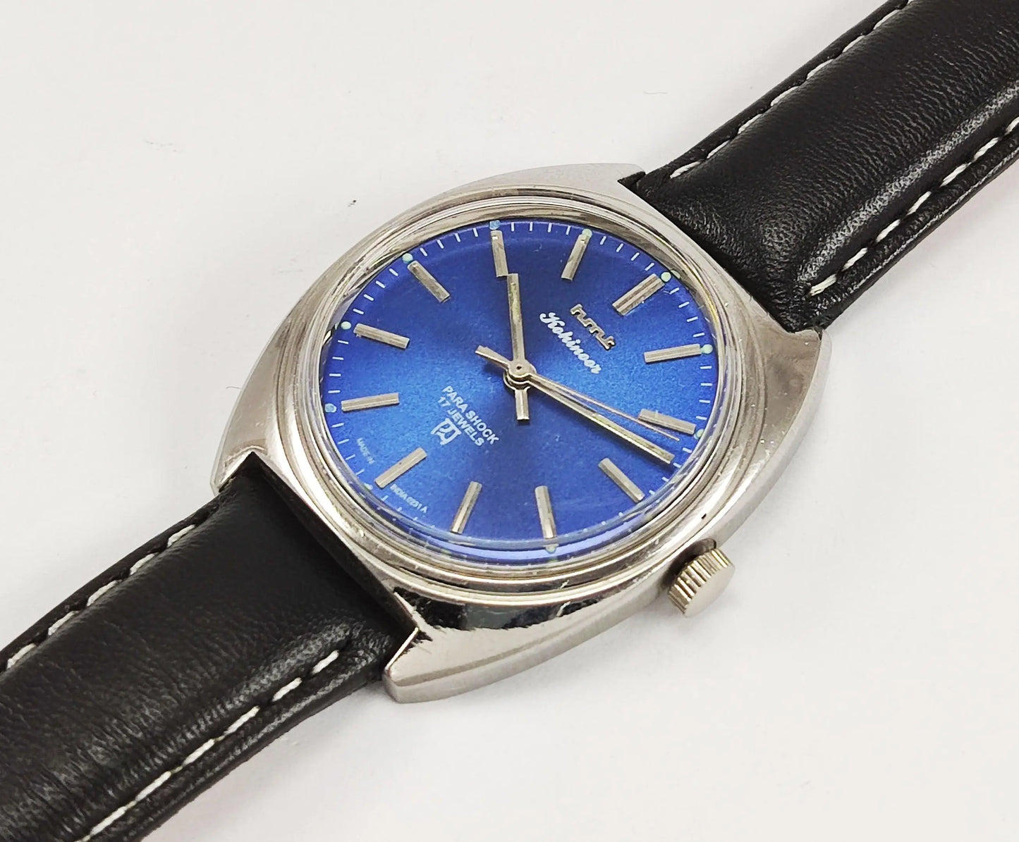 HMT Kohinoor Para Shock 17 Jewels Blue Dial Mechanical Hand winding Men's Wrist Watch - Discover-Diamonds