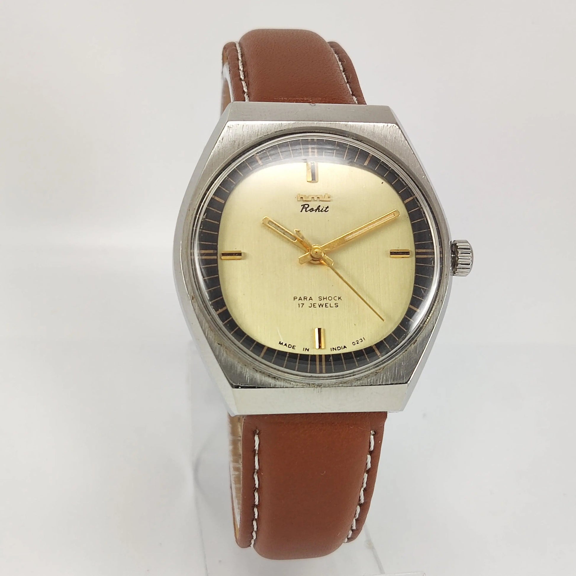 HMT Rohit Para Shock 17 Jewels Golden Dial Mechanical Hand winding