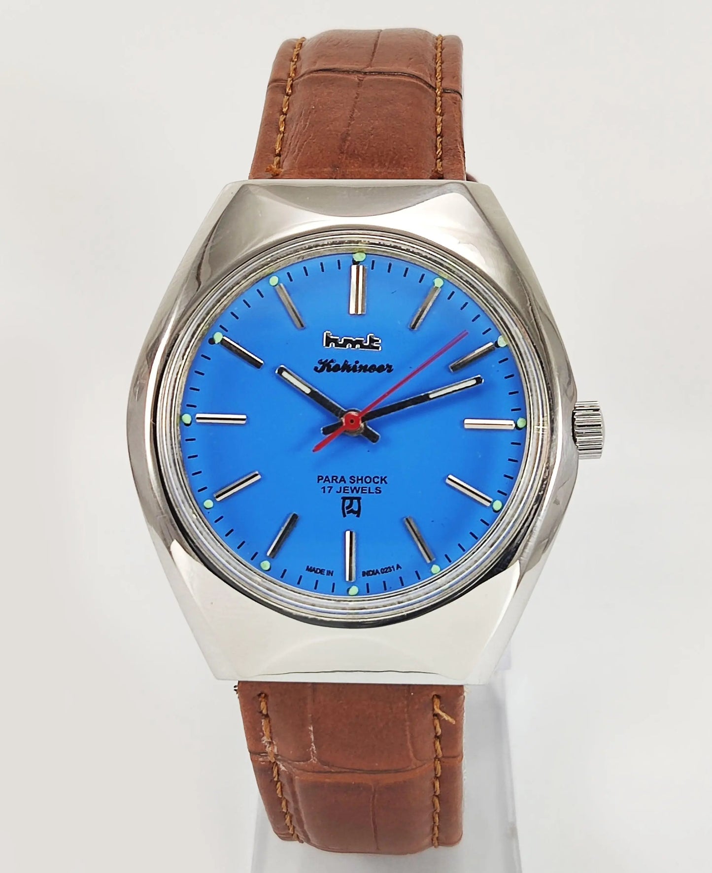 HMT Kohinoor Para Shock 17 Jewels Blue Dial Mechanical Hand winding Men's Wrist Watch - Discover-Diamonds