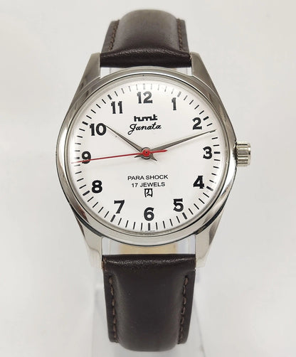 HMT Janata Para Shock 17 Jewels White Dial Mechanical Hand winding Men's Wrist Watch - Discover-Diamonds