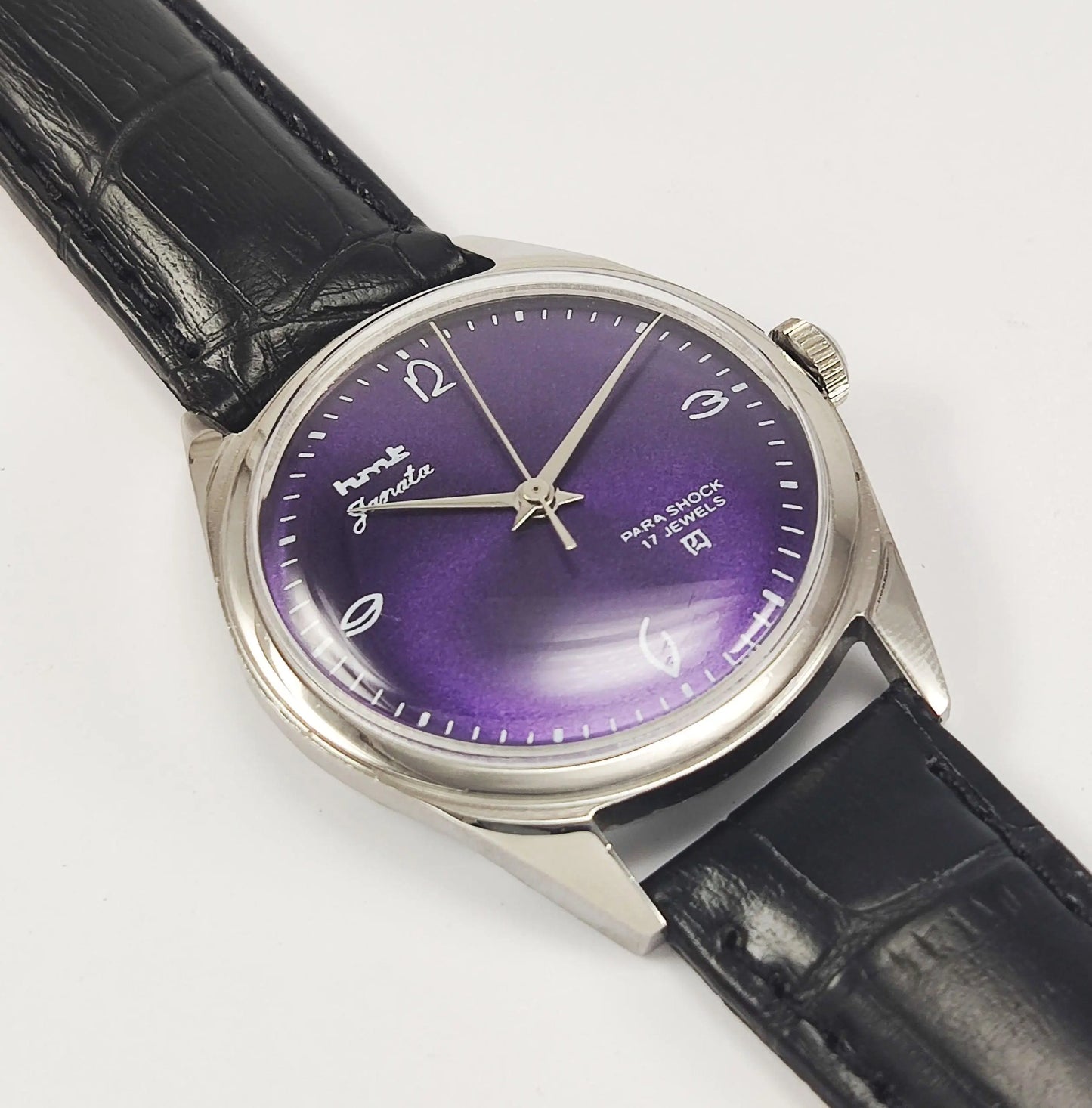 HMT Janata Para Shock 17 Jewels Purple Dial Mechanical Hand winding Men's Wrist Watch - Discover-Diamonds