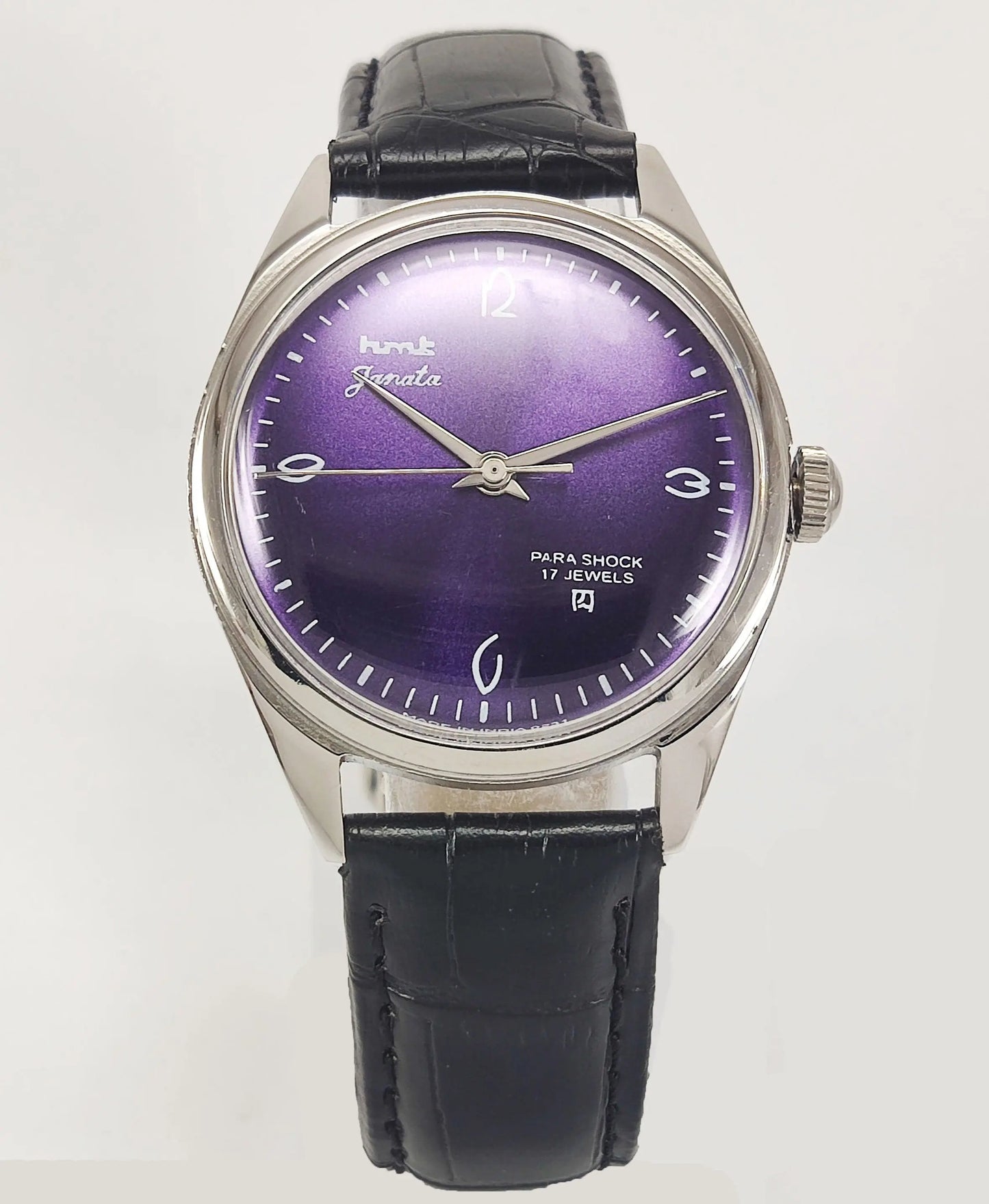 HMT Janata Para Shock 17 Jewels Purple Dial Mechanical Hand winding Men's Wrist Watch - Discover-Diamonds