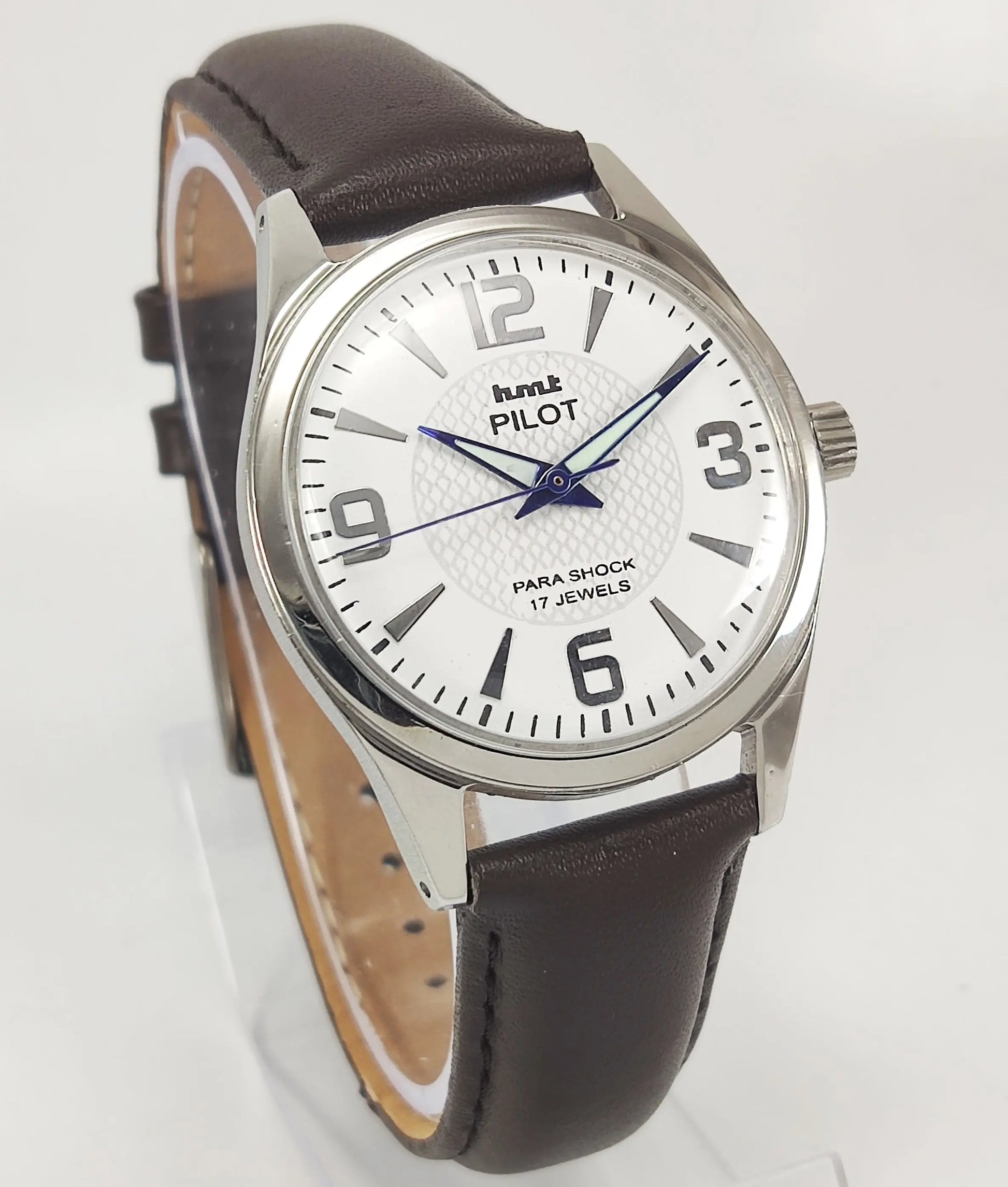 HMT Pilot Para Shock 17 Jewels White Dial Mechanical Hand winding Men's Wrist Watch Discover-Diamonds