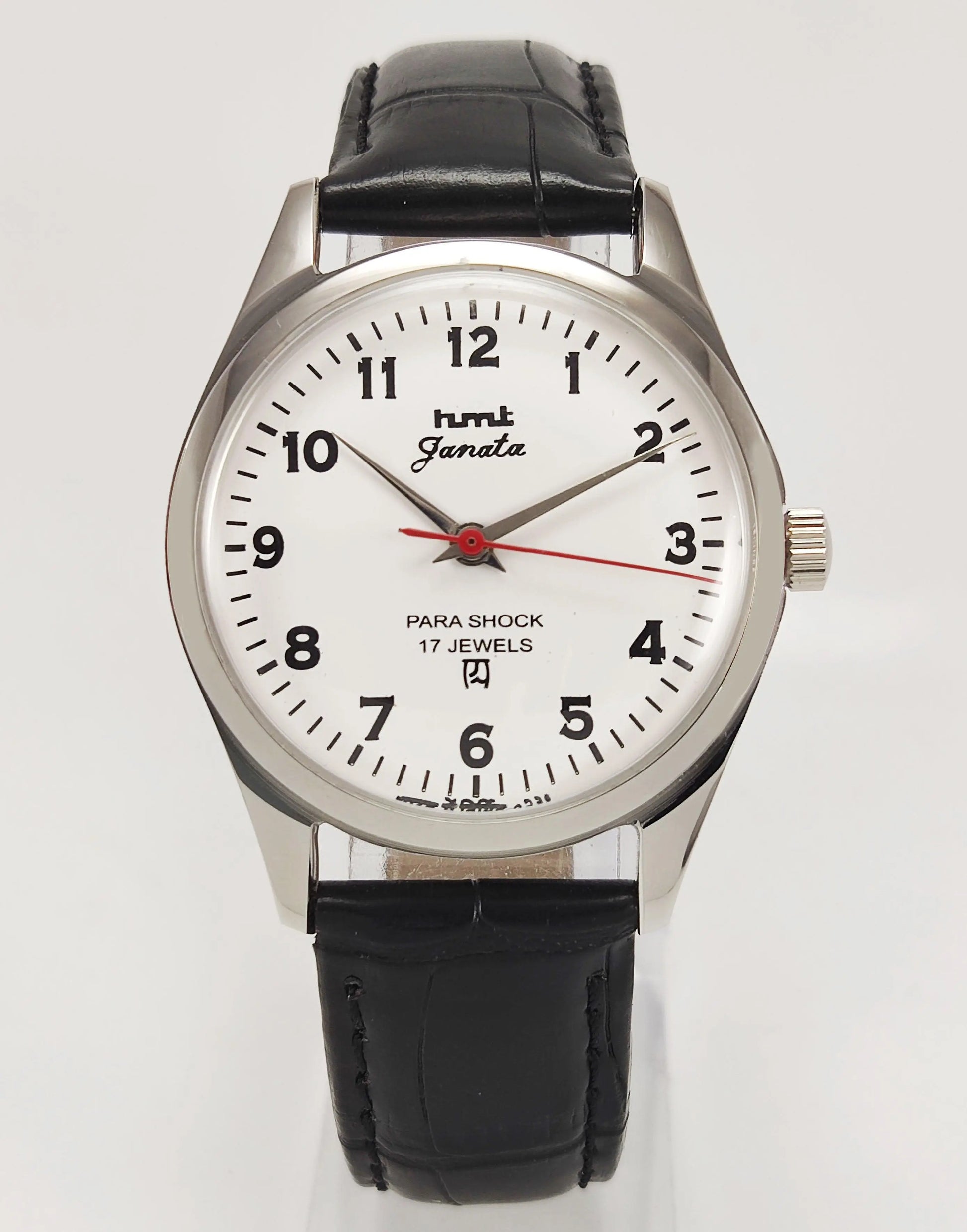 HMT Janata Para Shock 17 Jewels White Dial Transparent Back Mechanical Hand winding Men's Wrist Watch - Discover-Diamonds