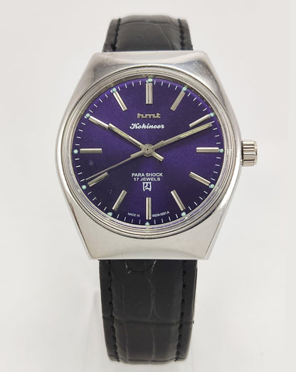 HMT Kohinoor Para Shock 17 Jewels Purple Dial Mechanical Hand winding Men's Wrist Watch - Discover-Diamonds