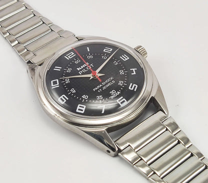 HMT Pilot Para Shock 17 Jewels Black Dial Mechanical Hand winding Men's Wrist Watch - Discover-Diamonds