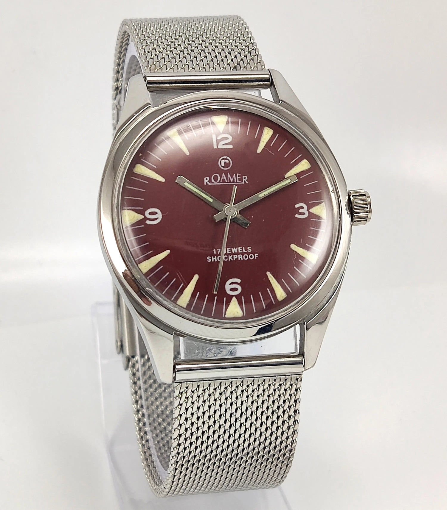 Maroon Roamer 17 Jewels Shock Proof Refurbished Men's Hand-Winding Wrist Watch ST96 Discover-Diamonds