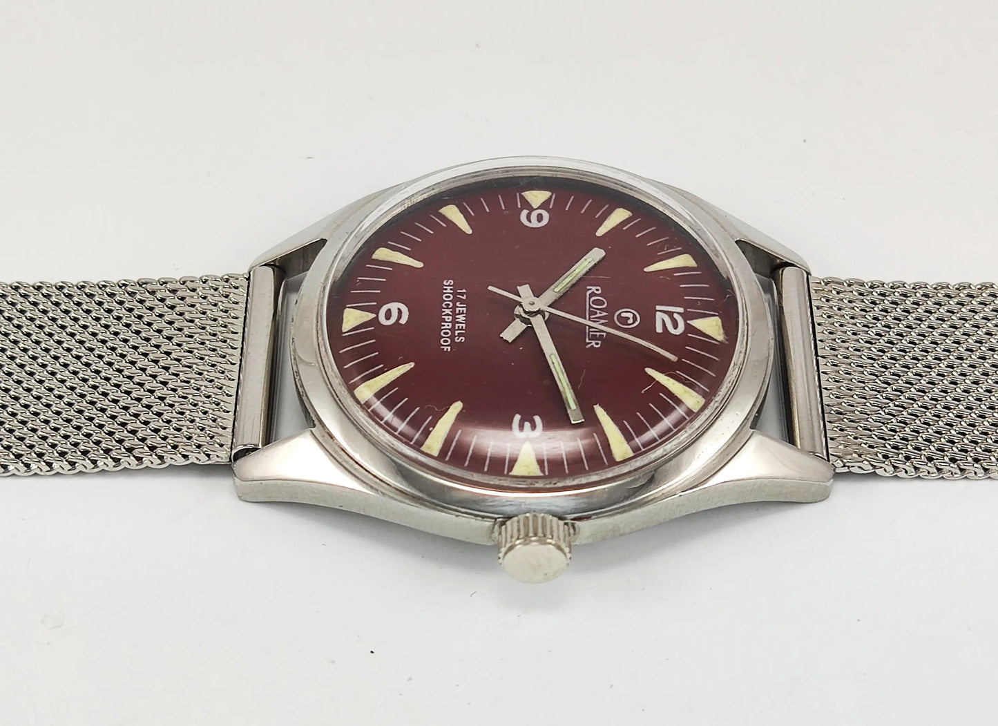 Maroon Roamer 17 Jewels Shock Proof Refurbished Men's Hand-Winding Wrist Watch ST96 Discover-Diamonds