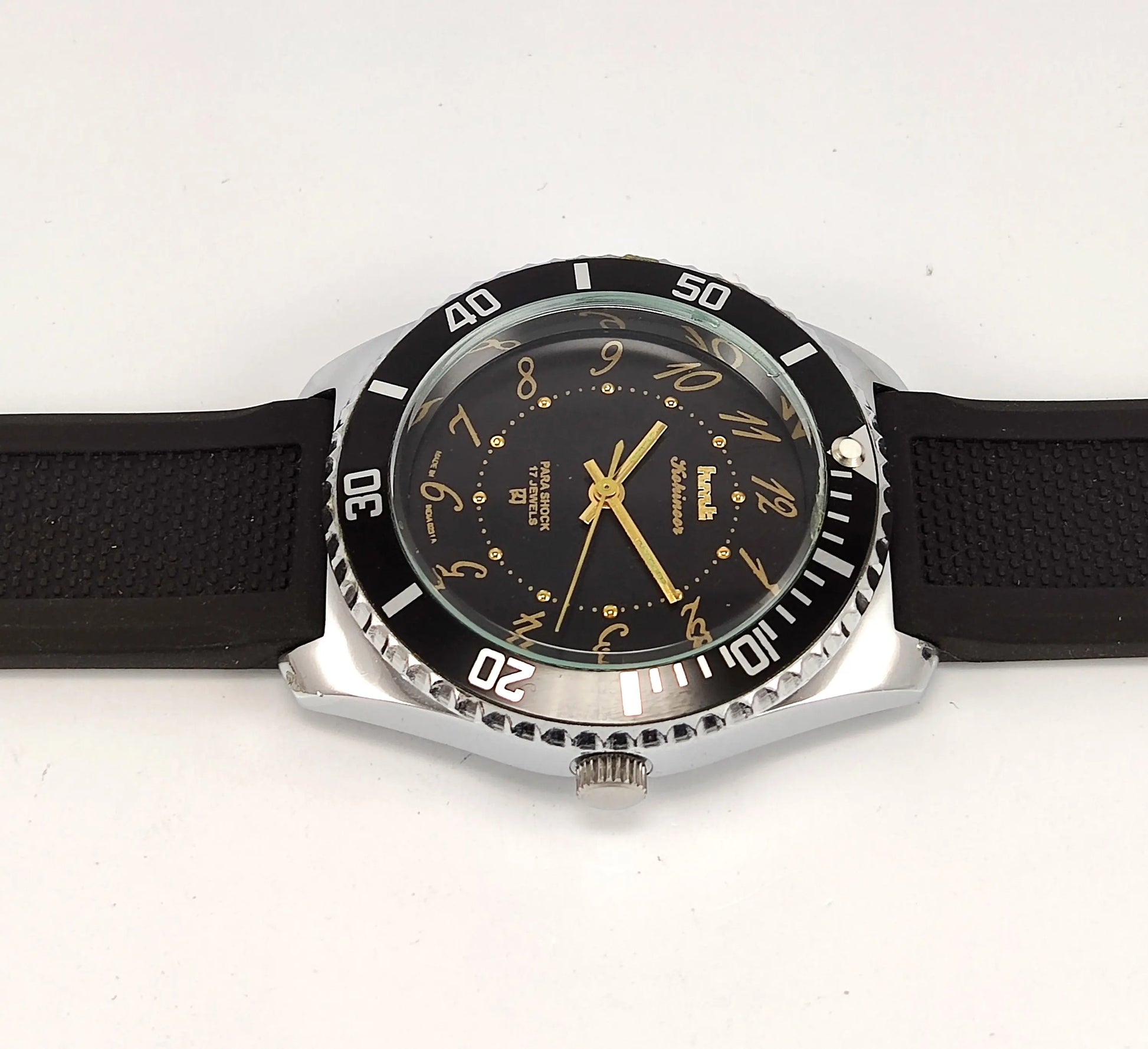 HMT Kohinoor Sports Black Color Dial Para Shock 17 Jewels Transparent Back India Made 0231 Discover-Diamonds