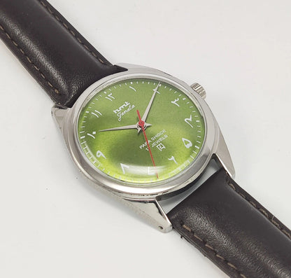 HMT Janata Para Shock 17 Jewels Urdu/Arabic Apple Green Dial Mechanical Hand winding Men's Wrist Watch - Discover-Diamonds