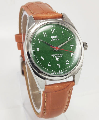 HMT Janata Para Shock 17 Jewels Green Urdu / Arabic Dial Mechanical Hand winding Men's Wrist Watch - Discover-Diamonds