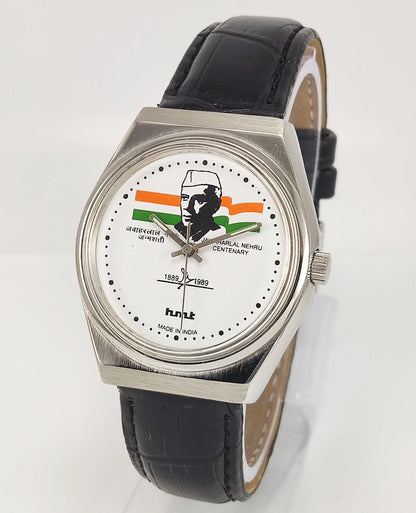 HMT Jawaharlal Nehru White Dial Para Shock 17 Jewels Mechanical Hand winding Men's Wrist Watch - Discover-Diamonds