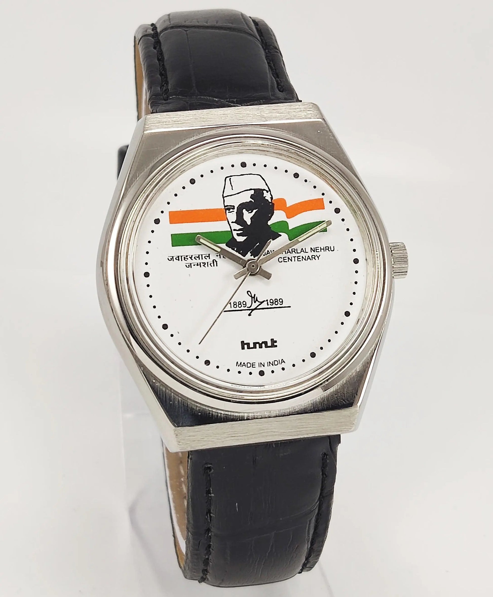 HMT Jawaharlal Nehru White Dial Para Shock 17 Jewels Mechanical Hand winding Men's Wrist Watch - Discover-Diamonds