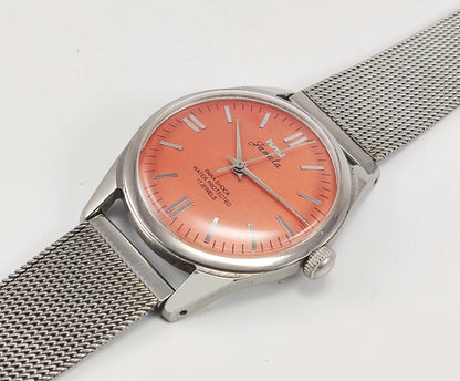 HMT Janata Para Shock 17 Jewels Orange Dial Mechanical Hand winding Men's Wrist Watch Discover-Diamonds