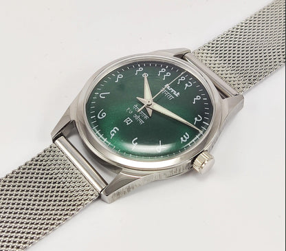 HMT Janata Para Shock 17 Jewels Green Dial Transparent Back Mechanical Hand winding Men's Wrist Watch - Discover-Diamonds