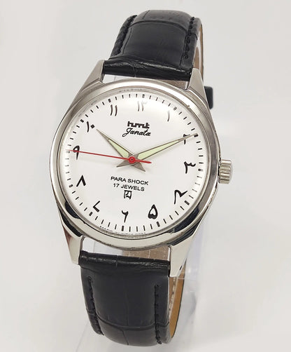 HMT Janata Para Shock 17 Jewels Radium Hands White Urdu / Arabic Dial Mechanical Hand winding Men's Wrist Watch Discover-Diamonds