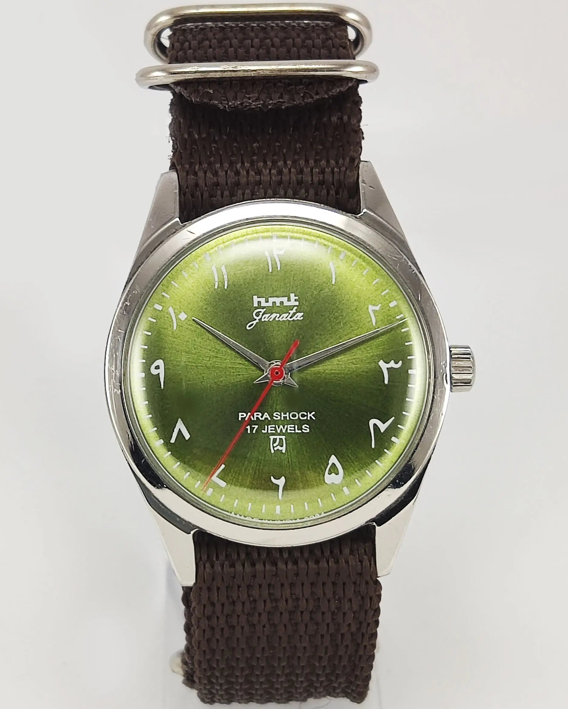 HMT Janata Para Shock 17 Jewels Apple Green Urdu / Arabic Dial Mechanical Hand winding Men's Wrist Watch Discover-Diamonds