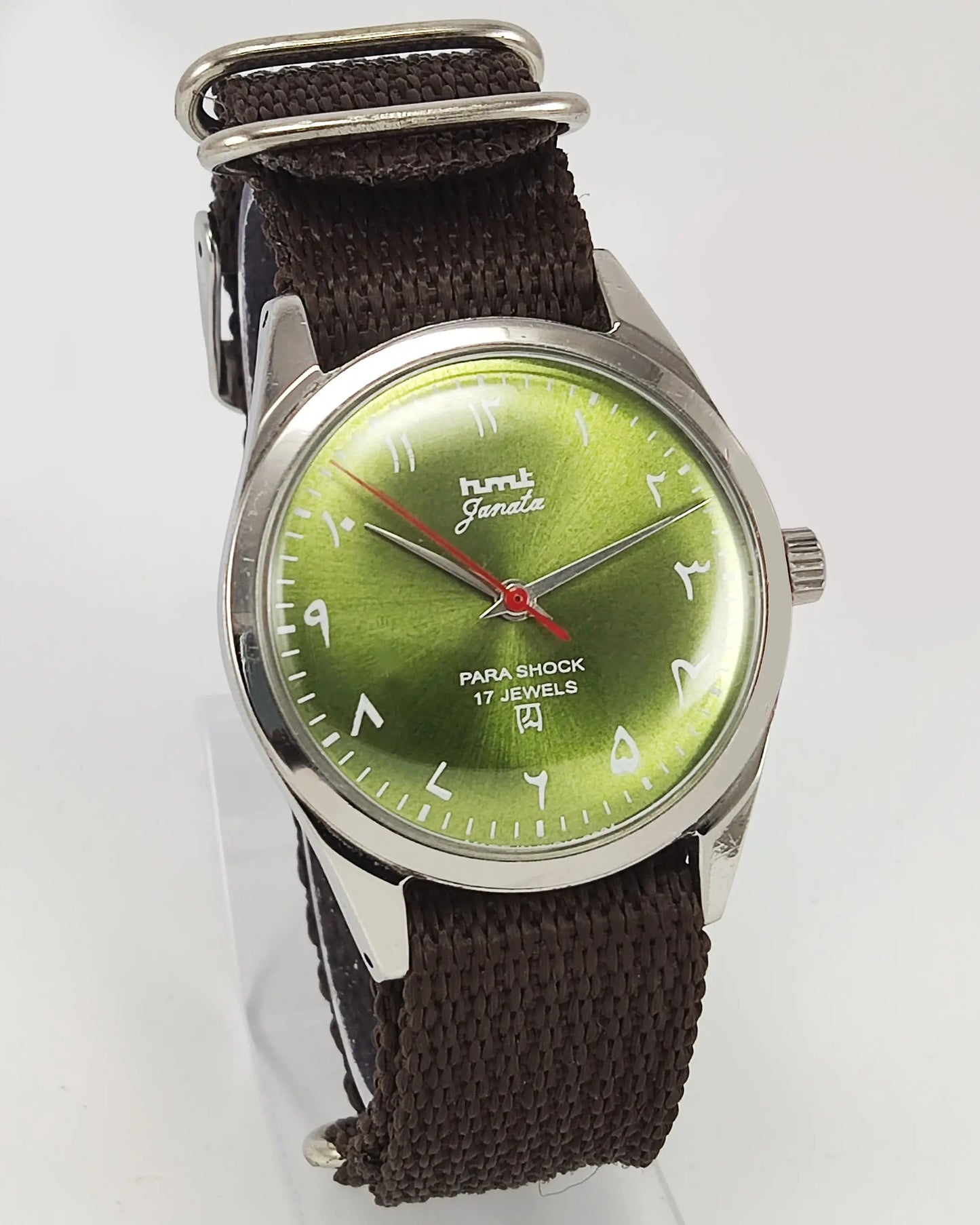 HMT Janata Para Shock 17 Jewels Apple Green Urdu / Arabic Dial Mechanical Hand winding Men's Wrist Watch Discover-Diamonds