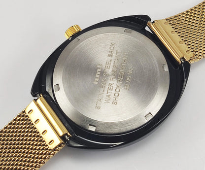 HMT Kanchan Para Shock 21 Jewels Golden Dial Day Date Function Mechanical Automatic Men's Wrist Watch Discover-Diamonds