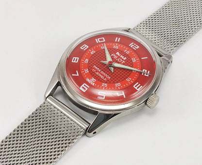 HMT Pilot Para Shock 17 Jewels Red Dial Radium Hands Mechanical Hand winding Men's Wrist Watch - Discover-Diamonds