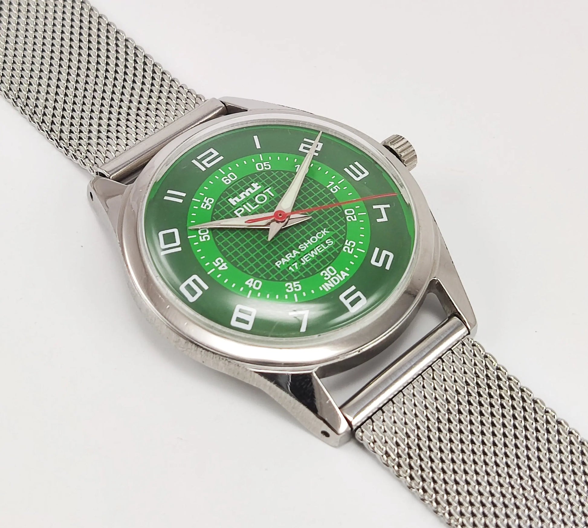 HMT Pilot Para Shock 17 Jewels Radium Hands Green Dial Mechanical Hand winding Men's Wrist Watch 0231 Discover-Diamonds