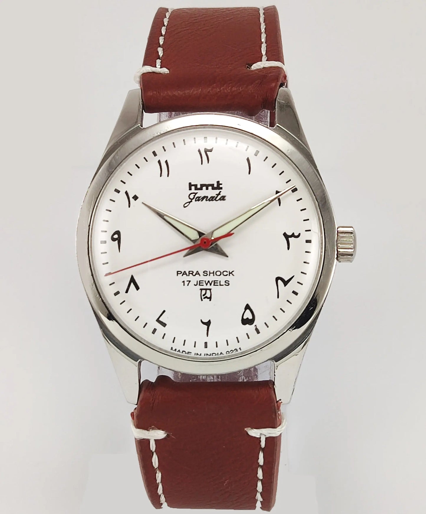 HMT Janata Para Shock 17 Jewels White Urdu Dial Mechanical Hand winding Men's Wrist Watch Discover-Diamonds