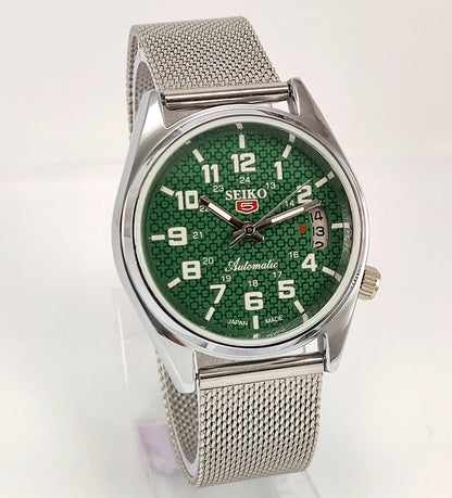 Seiko 5 Green Dial Automatic Movement 17 Jewels 6309A Japan Made Day-Date Function  Men's Automatic Wrist Watch Discover-Diamonds