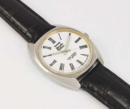 HMT Janata Deluxe Para Shock 17 Jewels White Dial Mechanical Hand winding Men's Wrist Watch 0231 - Discover-Diamonds