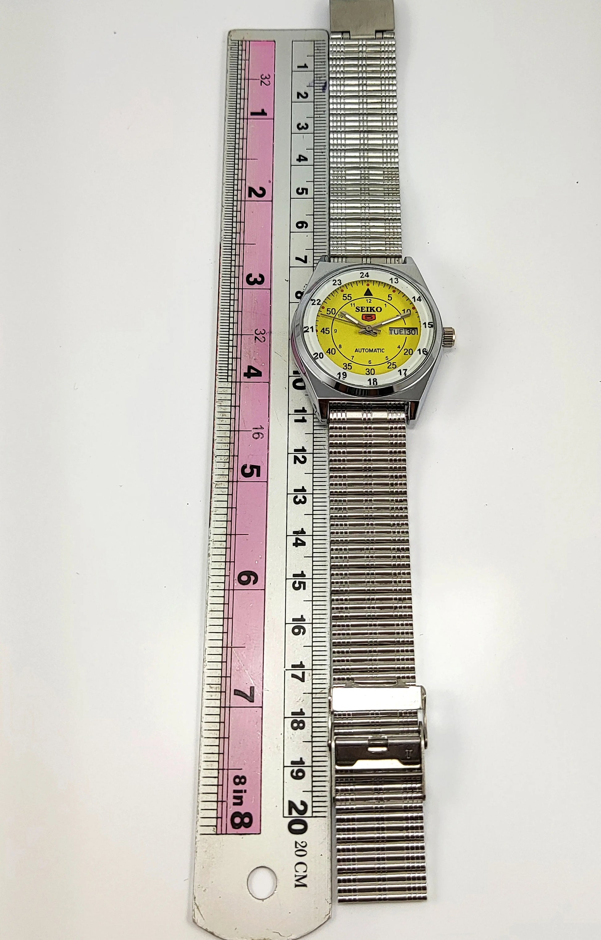 Seiko 5 Automatic Yellow Dial 17 Jewels-6309 Day Date Functions Japan Made Men's Wrist Mechanical Watch Discover-Diamonds