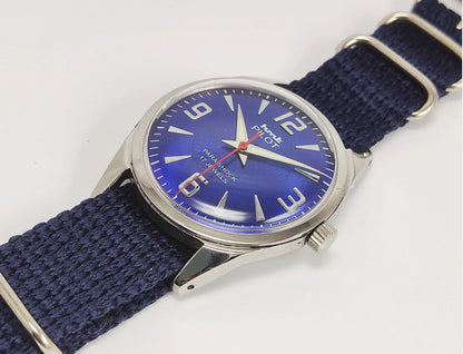 HMT Pilot Para Shock 17 Jewels Blue Dial Mechanical Hand winding Men's Wrist Watch Discover-Diamonds