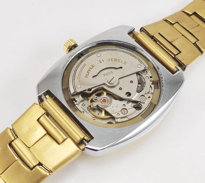 HMT Kanchan Para Shock 21 Jewels Golden Dial Day Date Function Mechanical Automatic Men's Wrist Watch Discover-Diamonds