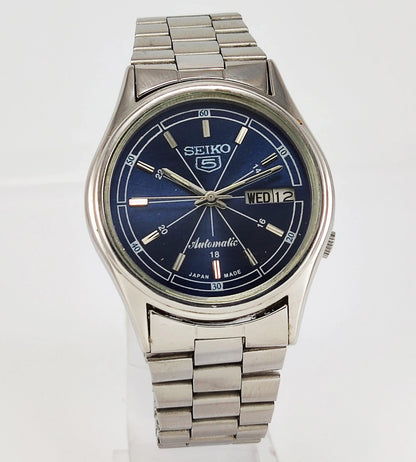 Seiko 5 Automatic-7009A Blue Dial 17 Jewels Day Date Men's Wrist Watch - Discover-Diamonds