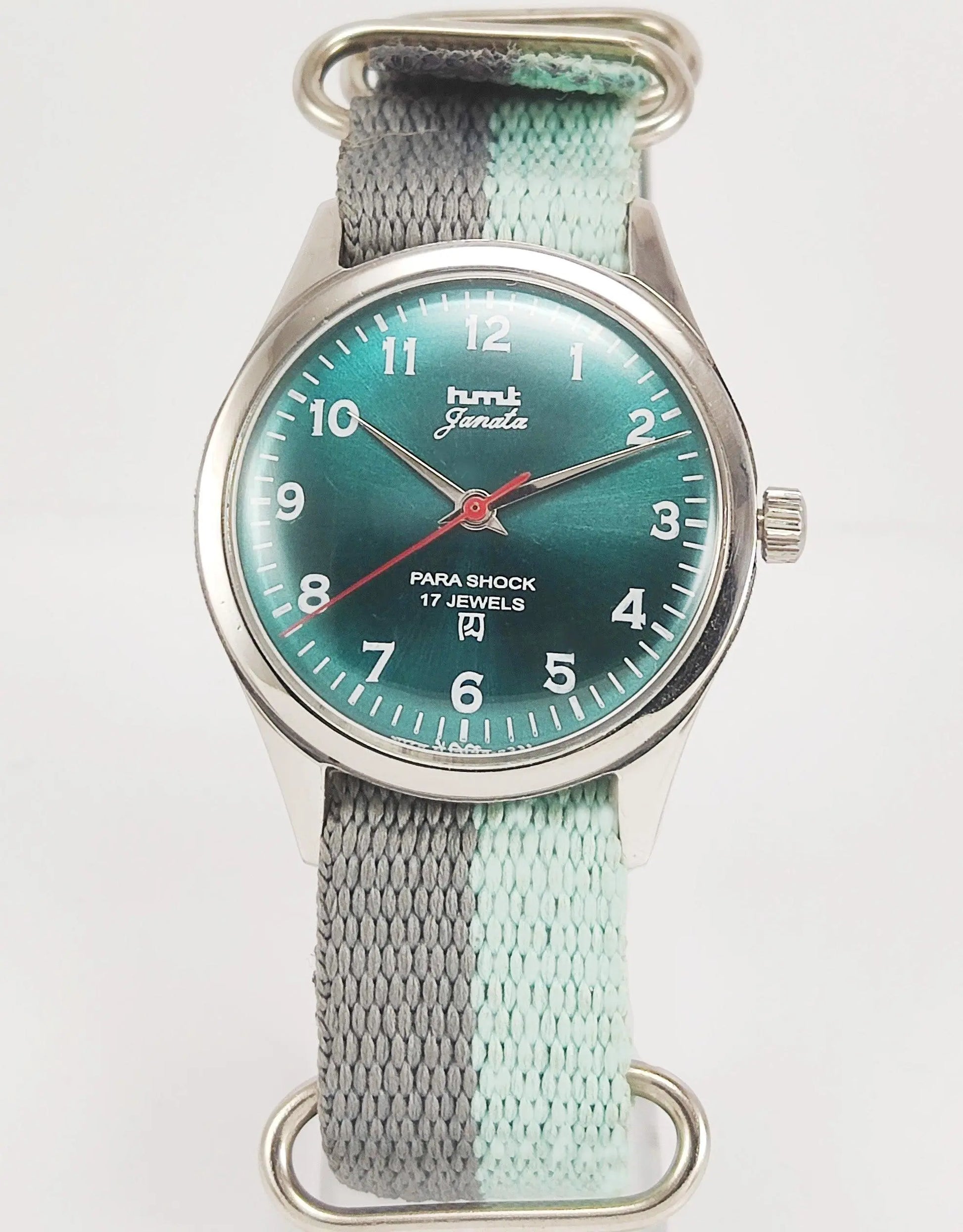 HMT Janata Para Shock 17 Jewels Peacock Green Dial Mechanical Hand winding Men's Wrist Watch - Discover-Diamonds