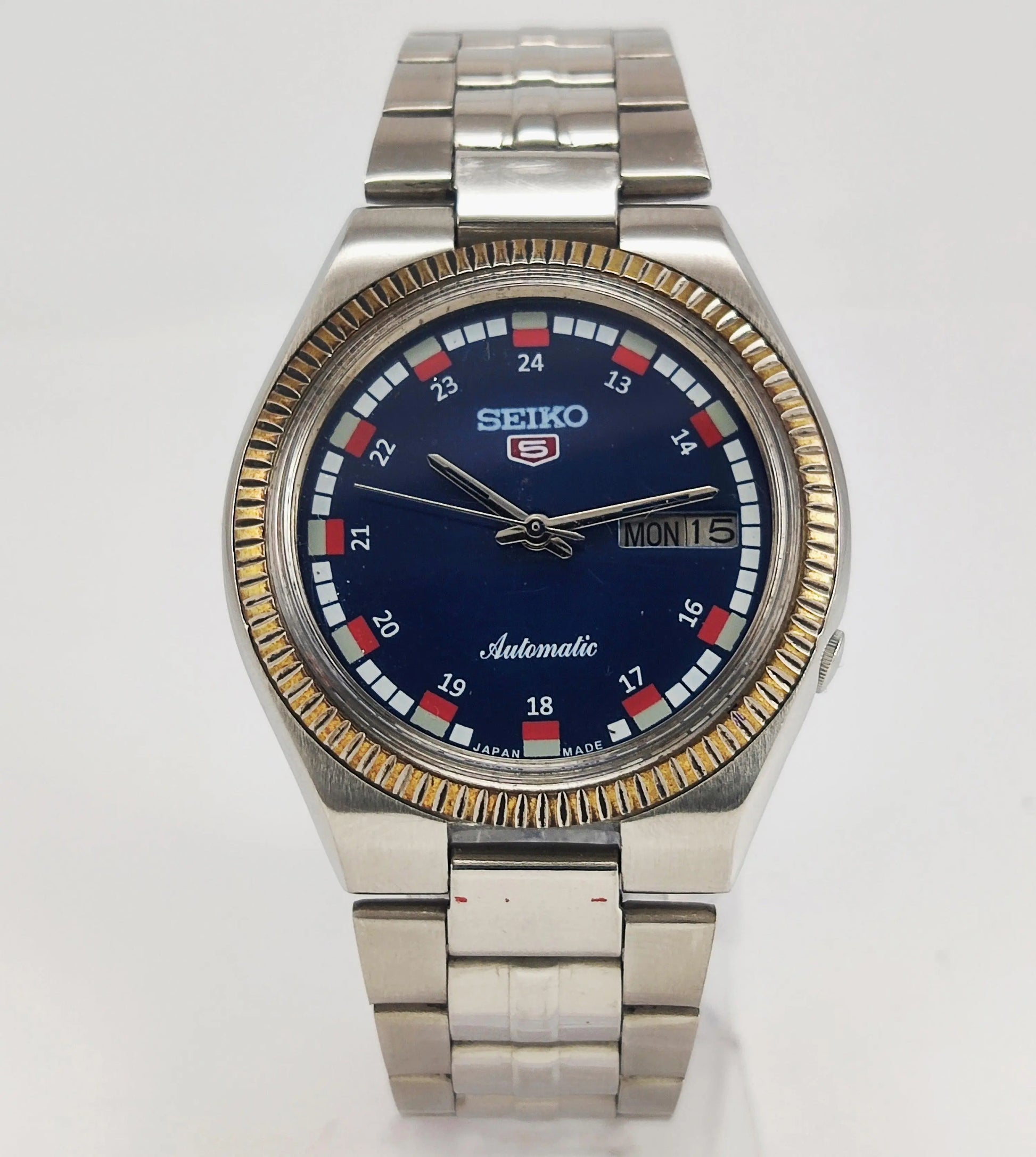 Seiko 5 Automatic-7009A Blue Color Dial 17 Jewels Day Date Men's Wrist Mechanical Watch - Discover-Diamonds