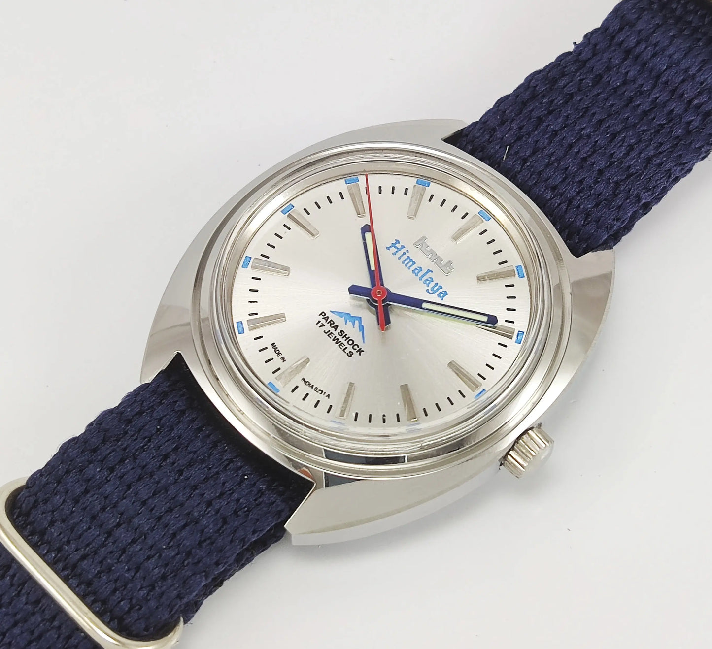HMT Himalaya Para Shock 17 Jewels Silver Dial Transparent Back Mechanical Hand winding Men's Wrist Watch Discover-Diamonds