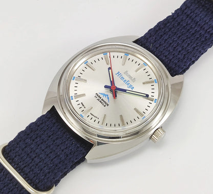 HMT Himalaya Para Shock 17 Jewels Silver Dial Transparent Back Mechanical Hand winding Men's Wrist Watch Discover-Diamonds